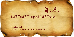 Máté Apollónia névjegykártya